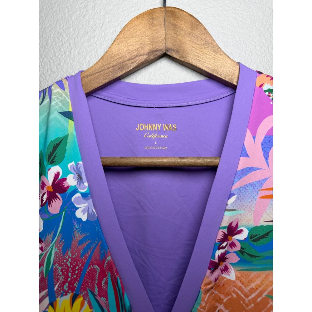 NWT Johnny Was California Wrap Tankini Top Large Tropical Floral Peplum Swim Top - Picture 8 of 10